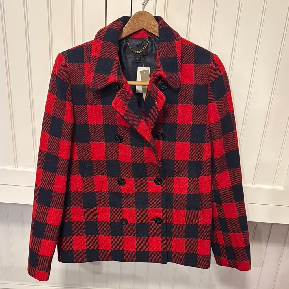 J. Crew Women’s Buffalo Plaid Wool Pea Coat